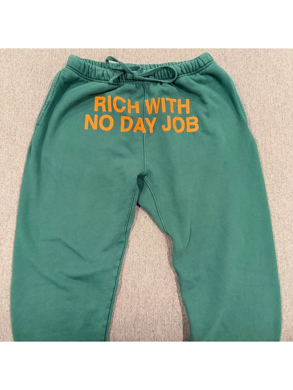 Icy Saweetie Rich With No Day Job Sweatpants Mens L Green Joggers USA Cotton